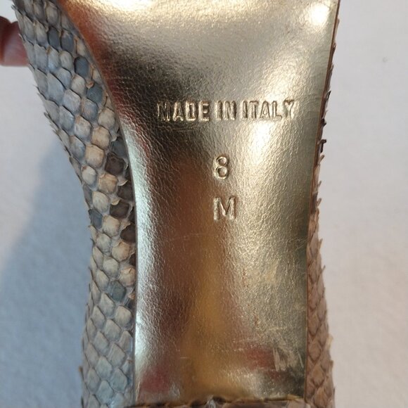 Michael Kors Cairo Genuine Python Skin Pumps Womens 8 Beige Nude Heels Snakeskin - Picture 11 of 11